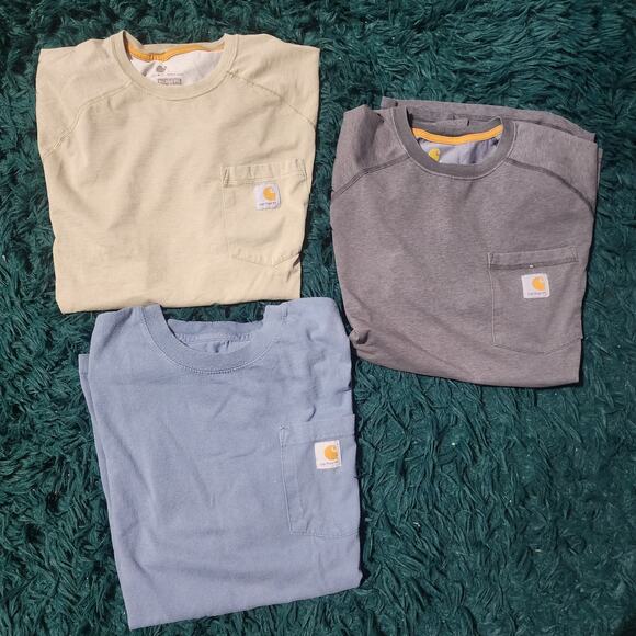 Carhartt Pocket Tee Bundle Large Gray Blue Beige Original Relaxed Athletic Fit - Picture 1 of 8